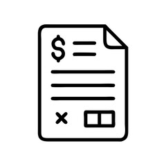 Invoice icon in black line style on white background