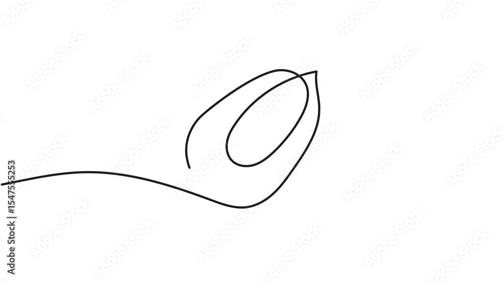 Poster animation of a single line drawing of a corn. continuous contour movement of a corn. continuous vide