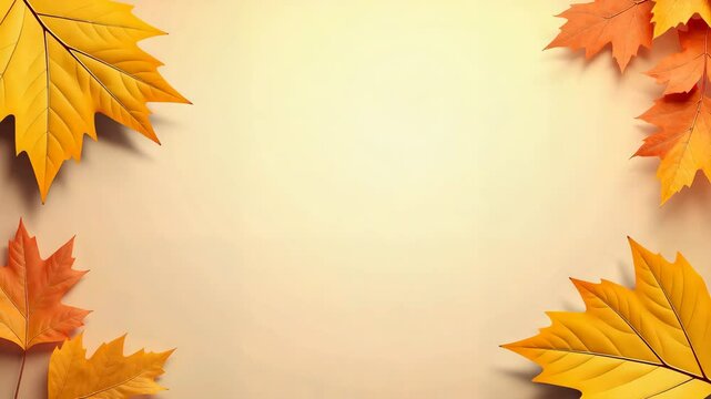 Minimalist autumn leaves arrangement, beige and orange colors, background with copy space words + concept
Keywords: