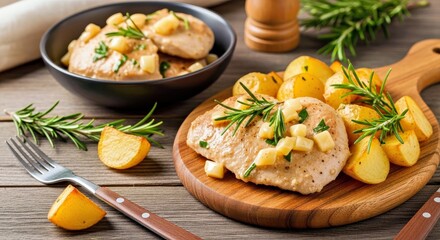Rustic Chicken Piccata with Roasted Potatoes & Herbs