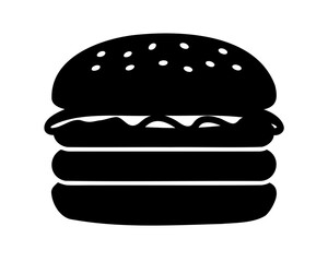 Hamburger silhouette vector, fast food icon, burger icon vector illustration	
