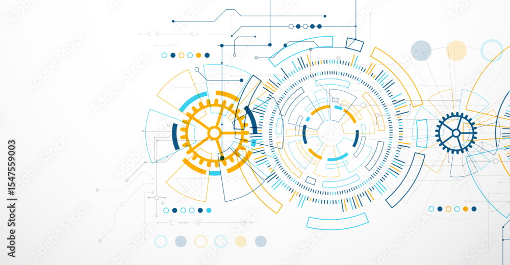 Aufkleber Abstract background. Scientific and technological concept with the use of technical elements formed in the shape of a circle. Vector