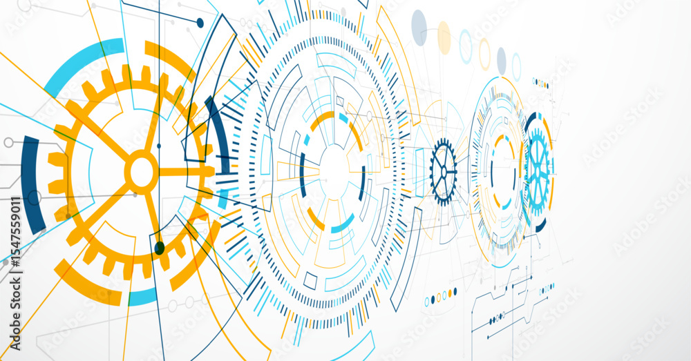 Aufkleber Abstract background. Scientific and technological concept with the use of technical elements formed in the shape of a circle. Vector