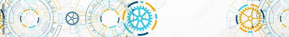 Poster Abstract background. Scientific and technological concept with the use of technical elements formed in the shape of a circle. Vector