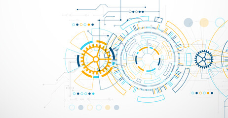 Obraz na płótnie Canvas Abstract background. Scientific and technological concept with the use of technical elements formed in the shape of a circle. Vector
