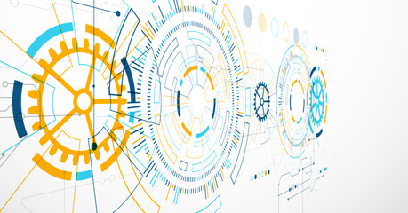 Abstract background. Scientific and technological concept with the use of technical elements formed in the shape of a circle. Vector