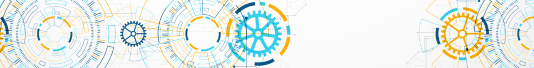 Abstract background. Scientific and technological concept with the use of technical elements formed in the shape of a circle. Vector