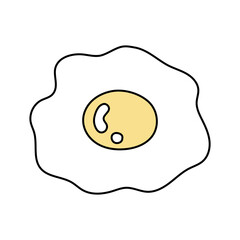 Hand drawn illustration of a fried egg on a white background