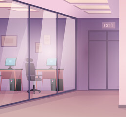 Office interior. open space workplaces. vector background of business center