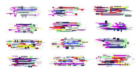 Tv glitch. Digital noise effect vhs distortion recent vector stylized artefact