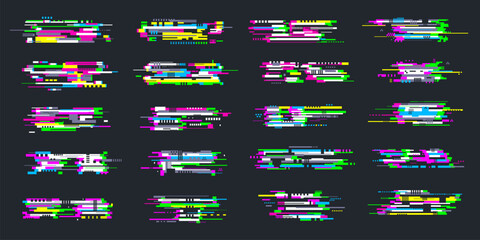 Glitches. Video textures digital noise visualization recent vector tv glitches