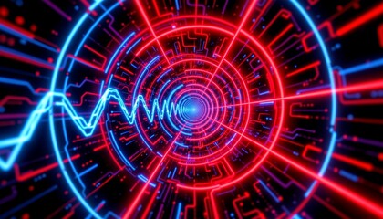 Obraz premium a vibrant futuristic scene filled with hues of red, blue, and green