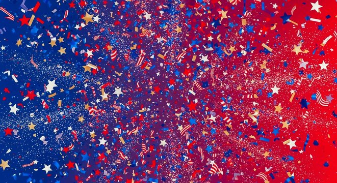 Patriotic Celebration Red, White, and Blue Confetti Burst