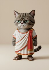 Grumpy Cat in Roman Toga: 3D Render of a Cat Dressed as a Roman Senator