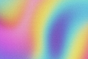 Vibrant multicolored gradient with soft grain noise texture. Dynamic digital design, abstract background, vibrant hue transitions. Lo-fi grainy multicolor vintage retro backdrop