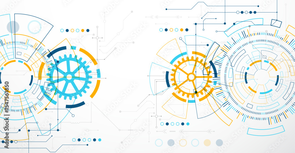 Poster Abstract background. Scientific and technological concept with the use of technical elements formed in the shape of a circle. Vector