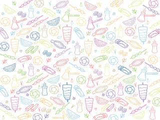 Background or pattern with Turkish Food theme. With doodle style. For layout, website, graphic design.