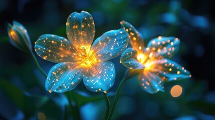 Bioengineered glowing flowers used as natural light sources