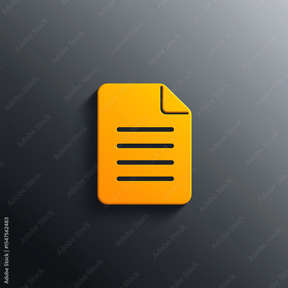 Poster a stylized yellow document icon with horizontal lines on a dark gray background simple and modern lo