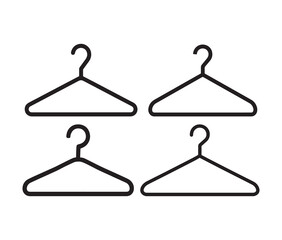 Hanger isolated on white background. Simple line art hangers wardrobe and fashion icons.