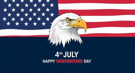 Patriotic American Bald Eagle 4th of July Independence Day Illustration