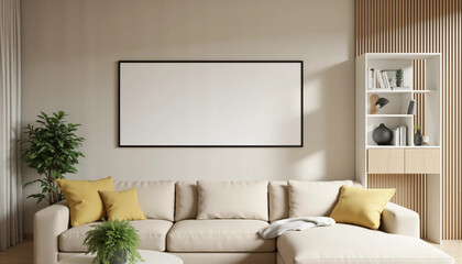 Fototapeta premium Mockup a cabinet television with decoration in minimalist room on background