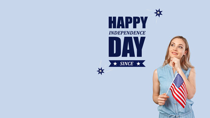 Celebrating Independence Day with a flag and a smile in a festive atmosphere