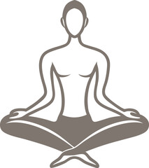Yoga Silhouette Line Art Vector Illustration On White Background