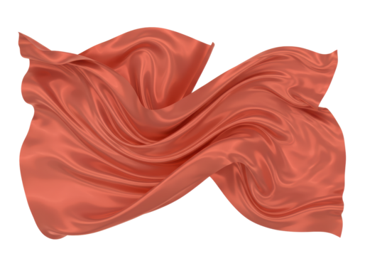 Isolated Flowing Salmon Colored Fabric in Dynamic Motion