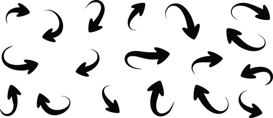 Curved arrows icon, Curved arrows, Arrow symbol collection, Set of curved arrows isolated on a white background