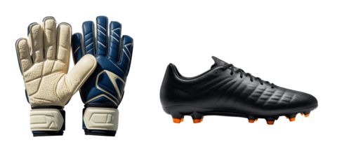 Soccer Goalkeeper Gloves and Cleat on White
