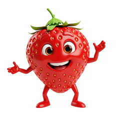 Fototapeta premium Animated strawberry character with expressive features stands out in the darkness