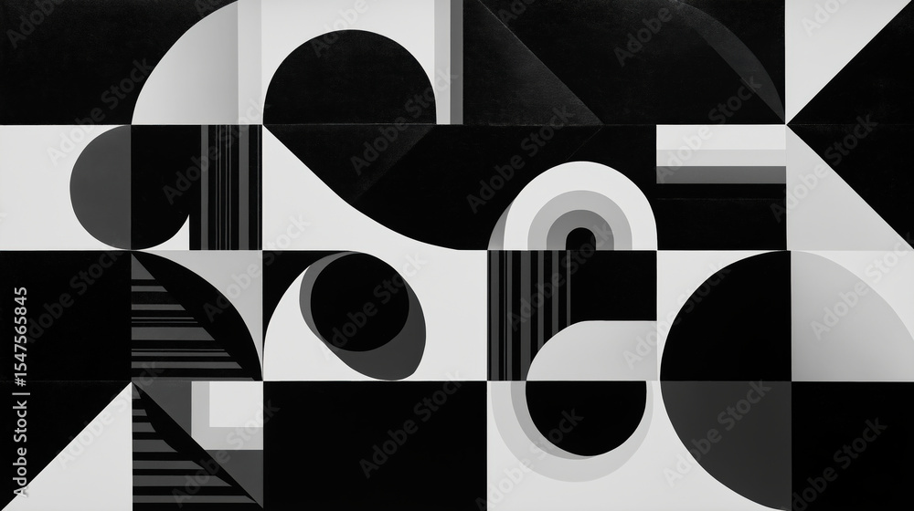 Aufkleber bold interplay of black and white shapes forms striking geometric pattern, creating sense of depth a