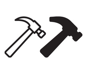 Cartoon hammer and screwdriver vector illustration. Minimalist hammer icon diy tool illustration. 