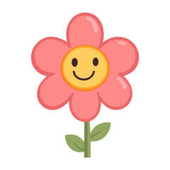 Fototapeta premium Flower cartoon smile pink vector