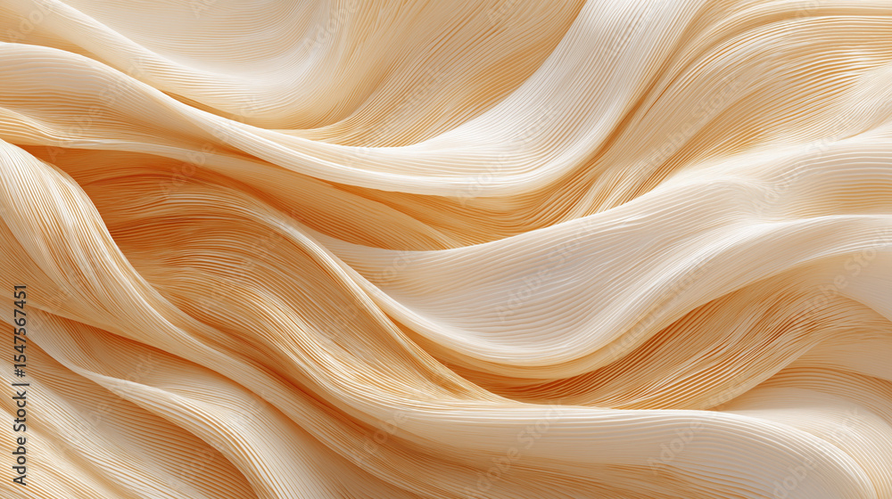 Poster soft cream toned waves flow gently in layered formation, creating serene and elegant abstract patter