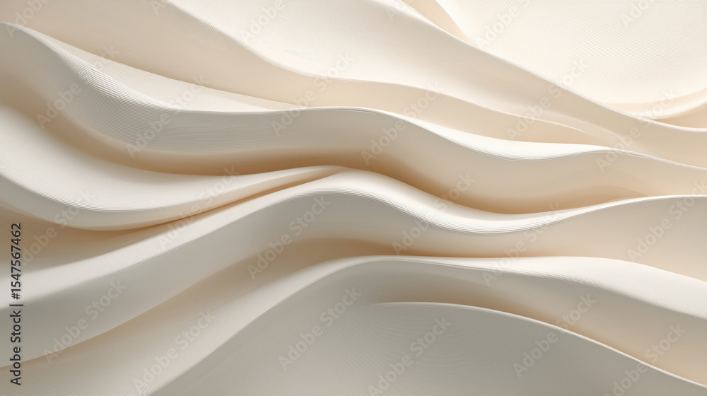 Aufkleber soft cream toned waves flow gently in layered abstract patterns, creating serene and elegant visual 