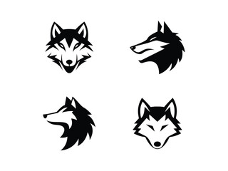 Obraz premium Stylized wolf vector silhouette. Elegant wolf in black vector style. Ideal for wildlife projects, team logos, or adventure-themed branding.