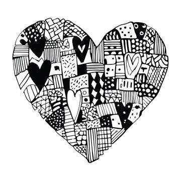 Heart doodle illustration black vector