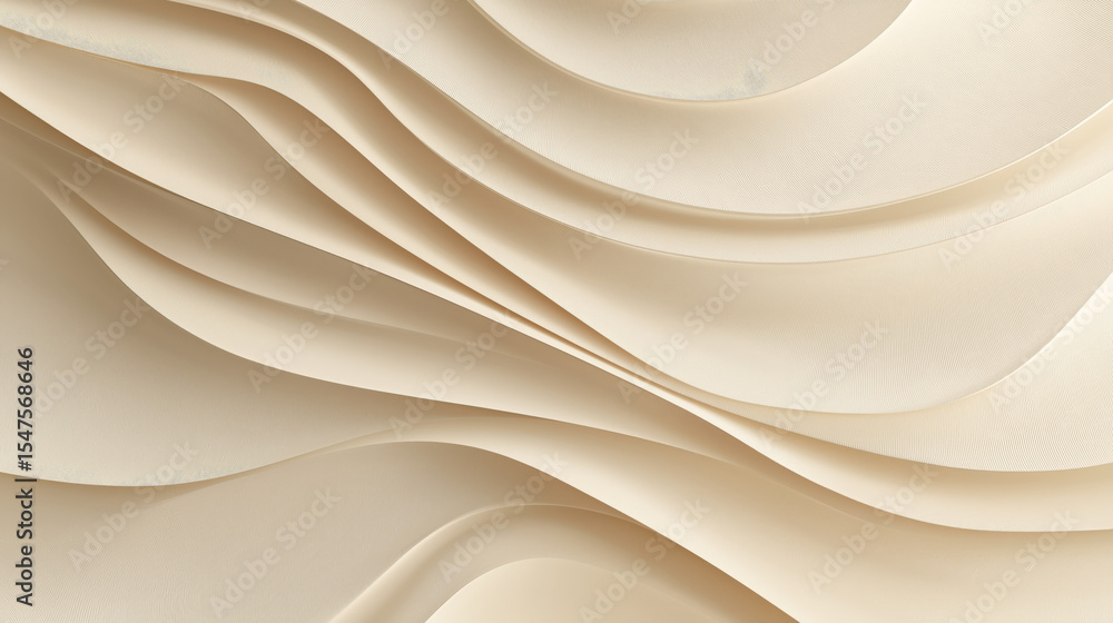 Poster Abstract image of layered beige waves creating soothing and elegant pattern. gentle curves and tonal variations add depth and texture, evoking sense of calm and sophistication