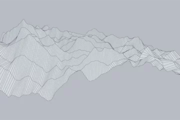 Fotobehang Donkergrijs Turbulent landscape made of fine linear contours forming irregular patterns on a neutral background  © themefire