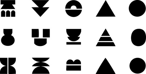 black geometric shape icons abstract symbol set modern vector elements