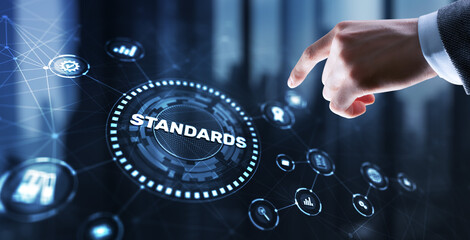 Businessman clicks Standards Quality assurance and control concept
