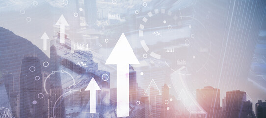 Arrow finance Trading concept 2025. Mixed Media Background