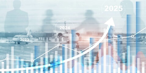 Financial background, economic growth 2023-2025. Abstract background