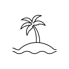 island with palm tree icon on white background  .svg