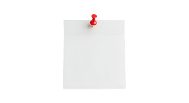 blank note paper, note pinned by a red push pin