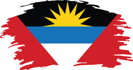 artistic antigua and barbuda flag with sun and brushstroke