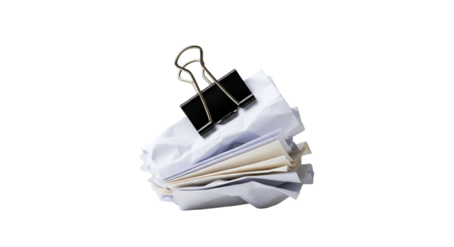 A paper ball commonly seen during brainstorming or discarded ideas.