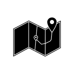 map folded with path icon on white background  .svg